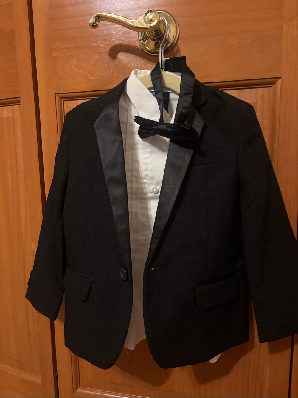 Nautica Black Boys' Tuxedo Jacket with Satin Lapel and Bow Tie and Pants